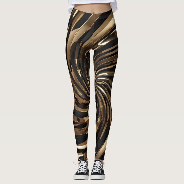 Legging Giro preto e Dourado (Frente)