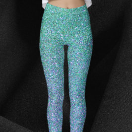 Legging Glam Blue Green and Purple Glitter