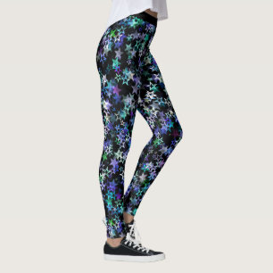 Legging Glam Cluster of Stars Blue Purple Trendy Design