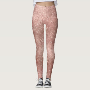 Legging Glam Rosa Rosa Rosa Dourada Brilhante