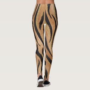 Legging Glam Tiger Impressão Wild Cat Animal Patterno Faux