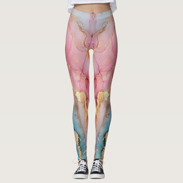 Legging Glamorre Silver Glitter Cor de Rosa Mármore (Frente)