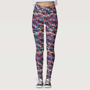 Legging Glitter de Disco Dourado Roxo do Gama Abstrato