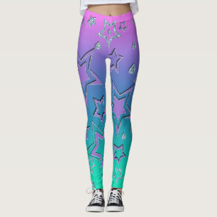 Legging Glitter de gradiente natalício brilhando estrelas
