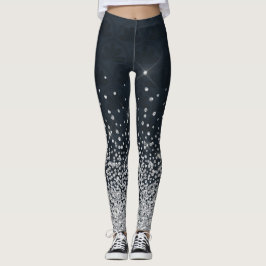 Legging Glitter Diamante de Prata Negra