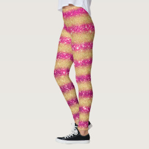 Legging Glitter Dourado de Presente Popular Rosa de Luxo