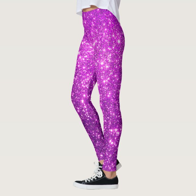 Legging Glitter Dourado de Presente Popular Roxo de Luxo (Esquerda)
