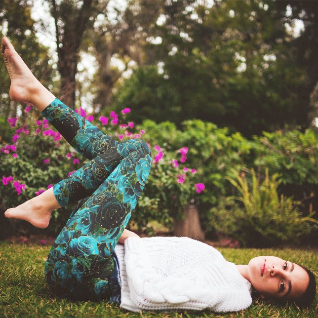 Legging Glitter Glam Floral Boho Rosa Dourado Teal (Criador carregado)