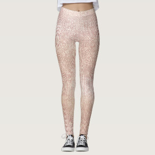 Legging Glitter Ivory Brush Faux Rosa Rosa Dourada Sparkly