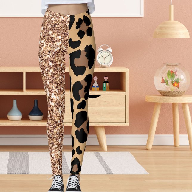 Legging Glitter Leopard Sparkles Pattern Spot Wild Cat (Criador carregado)