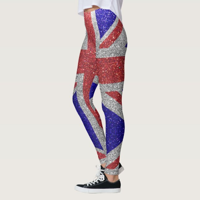 Legging Glitter London Flag do UK British Fashion Na moda (Esquerda)