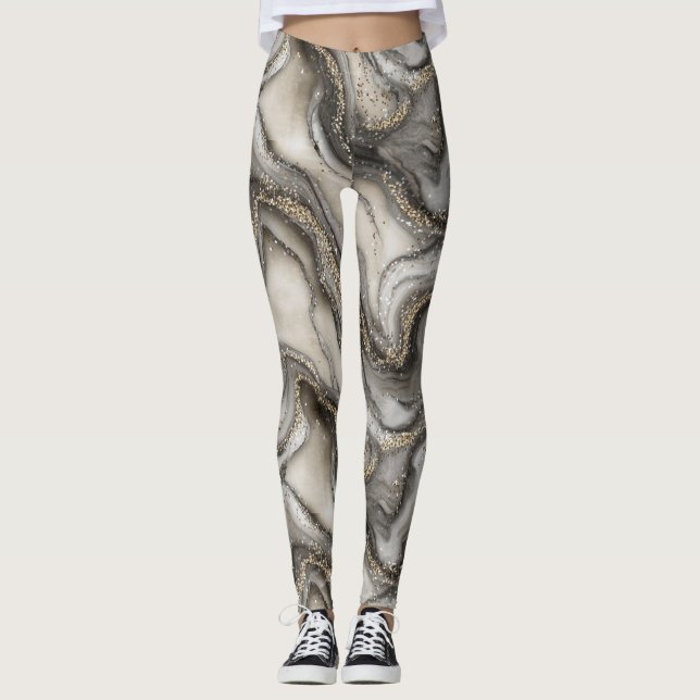 Legging Glitter Marble Pattern – Sparkling Luxury Stone  (Frente)