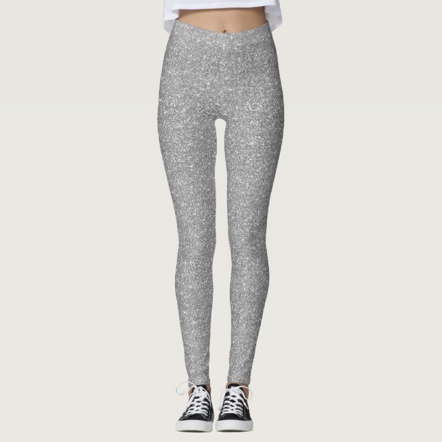 Legging Glitter prateado moderno e moderno (Frente)