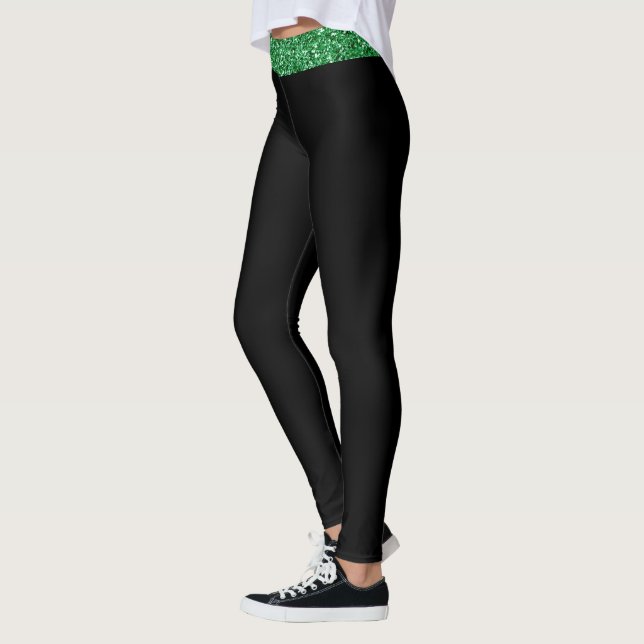 Legging Glitter Verde Irlandês com Faixa Superior Personal (Esquerda)