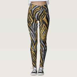 Legging Glitter Zebra Pattern – Sparkling Black & White 
