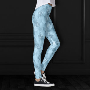 Legging Glitzy Scales Smermaid   Padrão de brilho azul