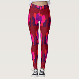 Legging Globe padrões, vinho rosado, vermelho e roxo