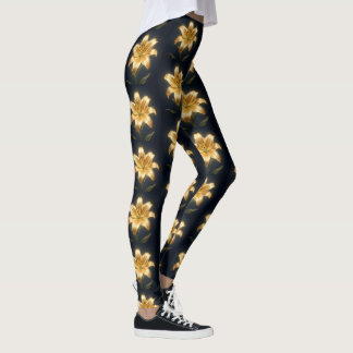 Legging Glowing golden lily flower