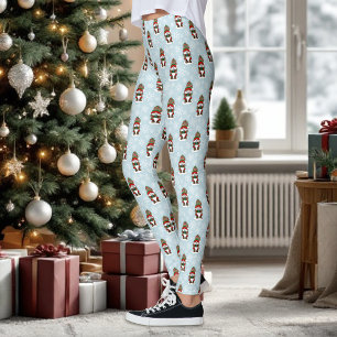 Legging Gnomo de Natal Aconchegante Vermelho Verde Inverno