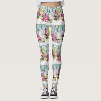 Legging Gnomos na pintura a aquarela da neve