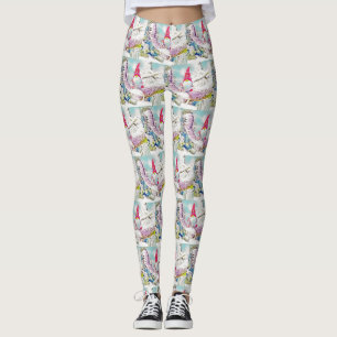 Legging Gnomos na pintura a aquarela da neve