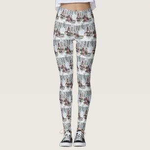Legging Gnomos Vintage no desenho da neve