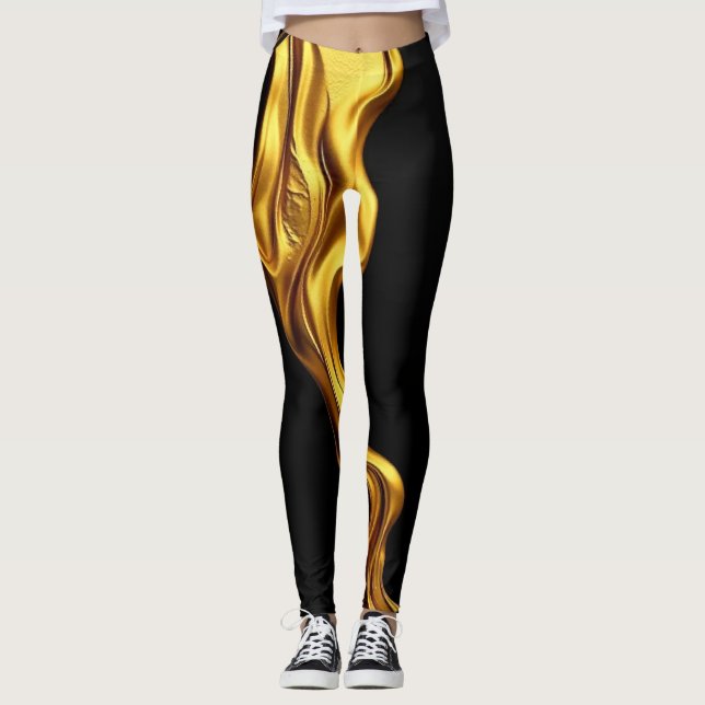 Legging Gold Black Monochrome: Opulent Swirl Achempong    (Frente)