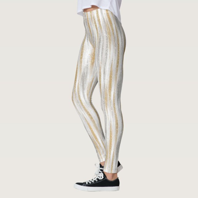 Legging Gold Silver Chic Glam Glitzy Stripes (Esquerda)