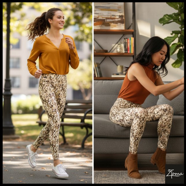 Legging Golden Beige Crowded Dog Face Repeat Pattern (Criador carregado)