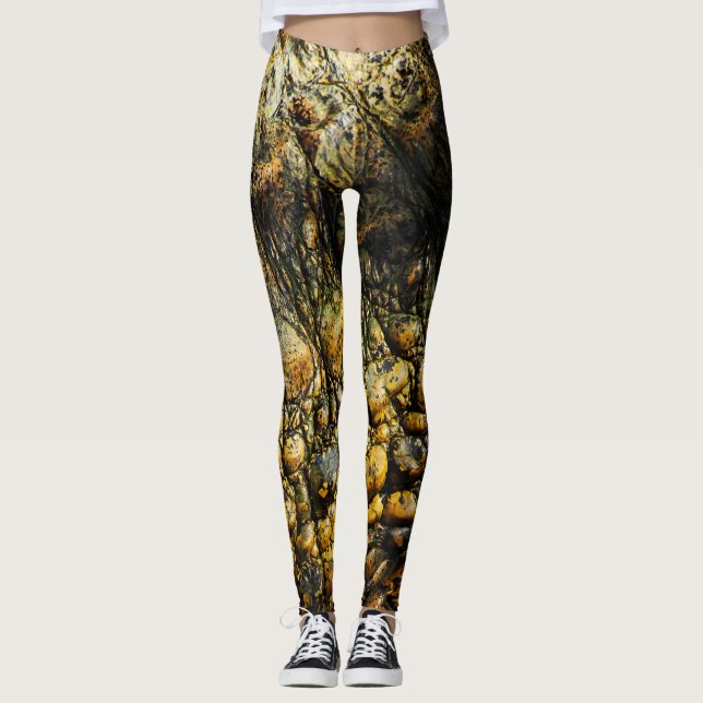 Legging Golden Crocodile Skin Texture Close Up (Frente)