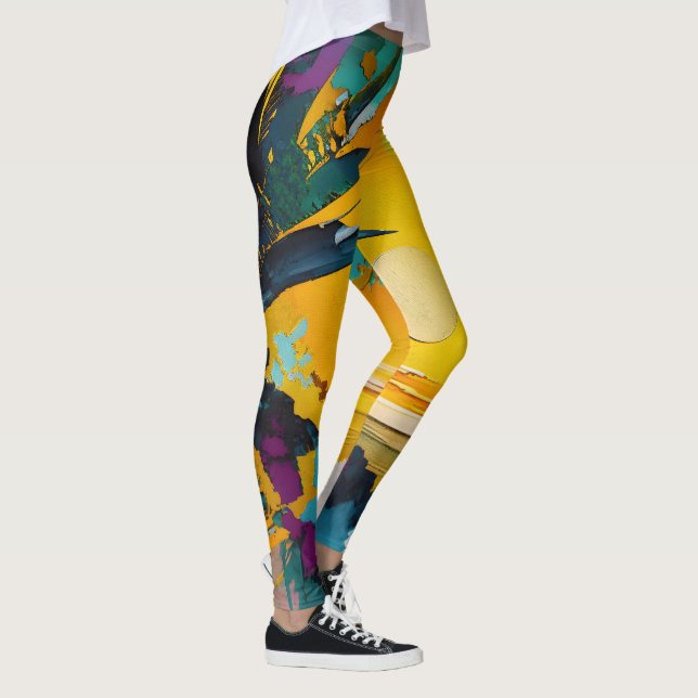 Legging Golden Horizon – Abstract Tropical Sunset (Direita)