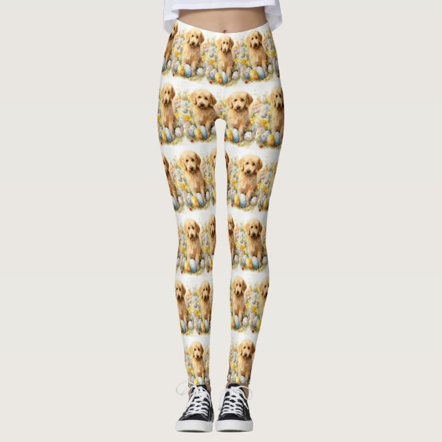 Legging Goldendoodle com Ovos de Páscoa (Frente)