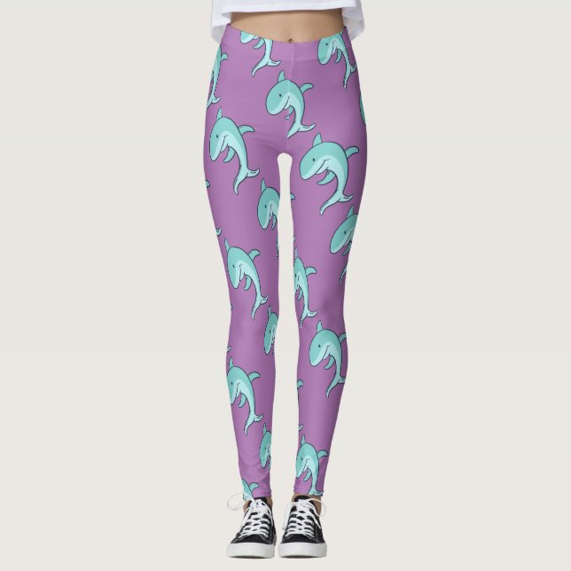 Legging Golfinhos azuis que pulam Thunder_Cove (Frente)