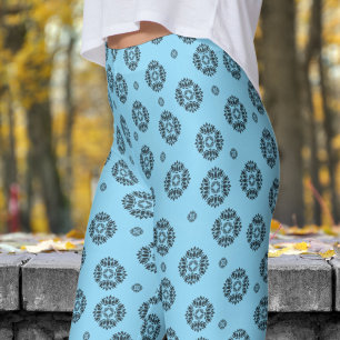 Legging Gorgeous Blue e Black Mandela Pattern