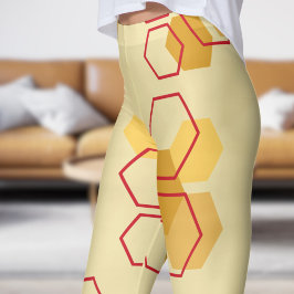 Legging Gorgeous Champagne White Honeycomb Pattern