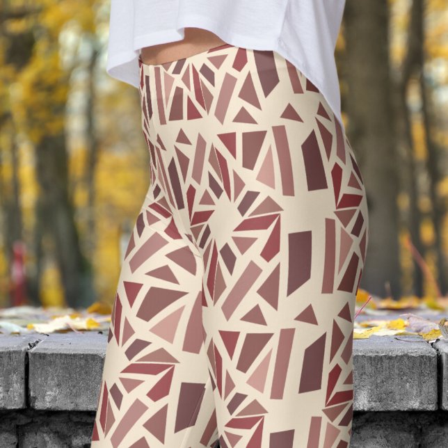 Legging Gorgeous Champagne White Mosiac Patterno (Blocks Mosiac on Champagne White Leggings)