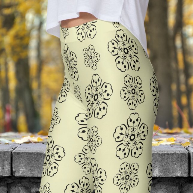 Legging Gorgeous Yellow e Black Mandela (Mandela on Pale Spring Bud)