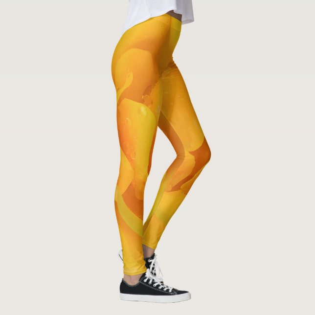Legging Gotas de água de rosa amarela romântica (Direita)