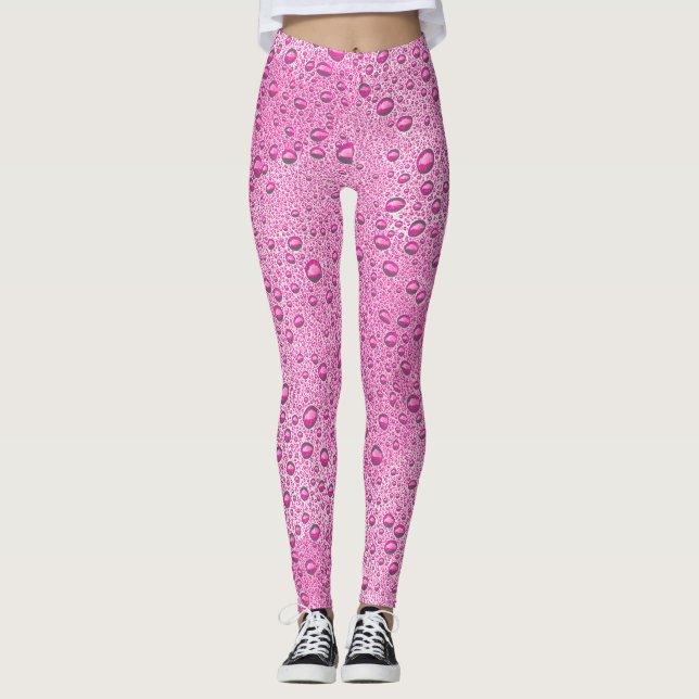 Legging Gotas de água rosa quente (Frente)