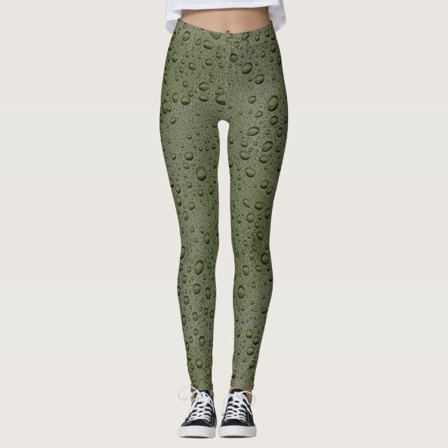 Legging Gotas de água verde-oliva (Frente)