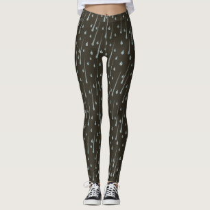 Legging Gotas de Chuva Caindo Lindos Dia Chuvoso Sépia Mar