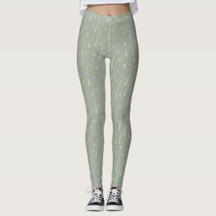Legging Gotas de Chuva Caindo Lindos Dias Chuvosos Verde O