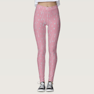 Legging Gotas de Chuva Caindo Rosa Doce Dia Chuvoso