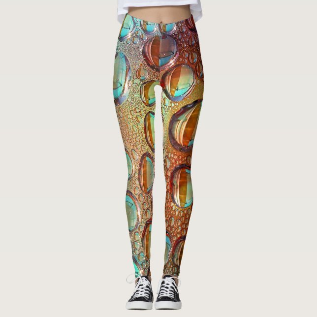 Legging Gotas Psicodélicas Azuis Claro e Laranja (Frente)
