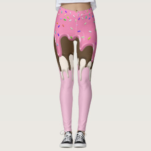 Legging gotejamento de aspersão de glacé rosa-sorvete