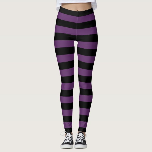 Legging Gótico listrado preto e roxo (Frente)