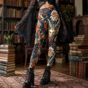 Legging Gótico Naval Laranja Barroco Gárgula Demônio Hornu