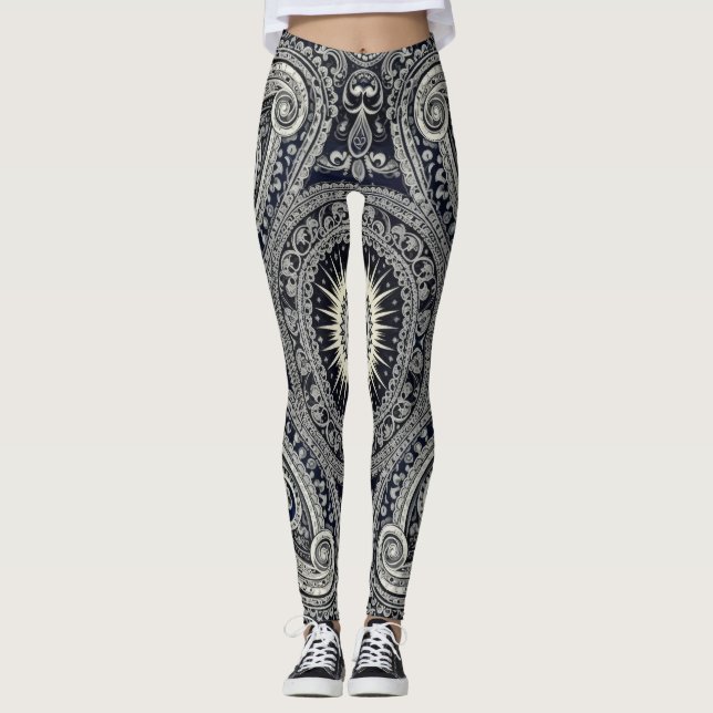 Legging Grace Charcoal Sunburst Paisley Heritage Pattern (Frente)