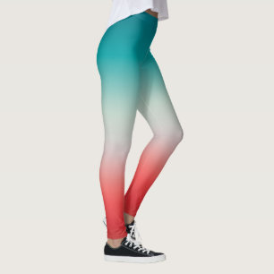 Legging Gradação bonito de Vermelho Festivo e Azul Teal