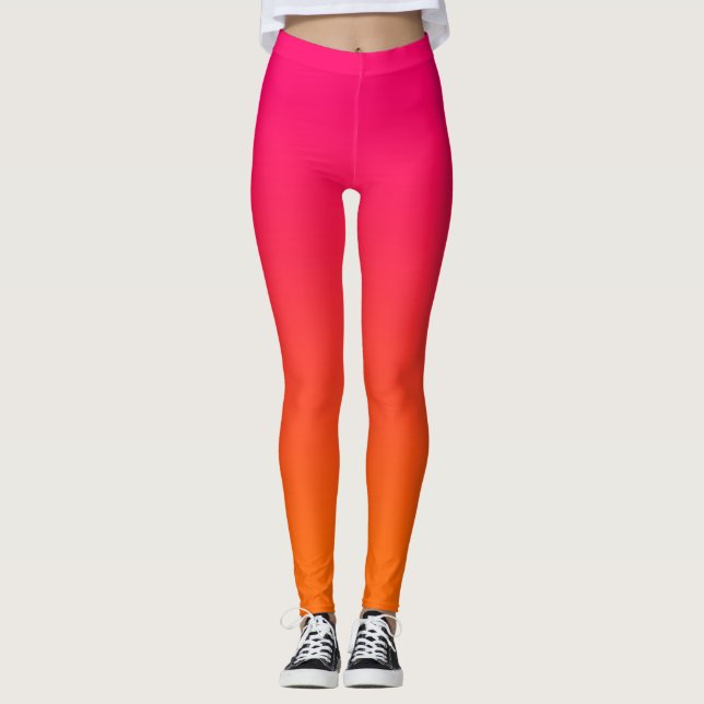 Legging Gradação Cor-de-Rosa Brilhante e Laranja Moderna e (Frente)